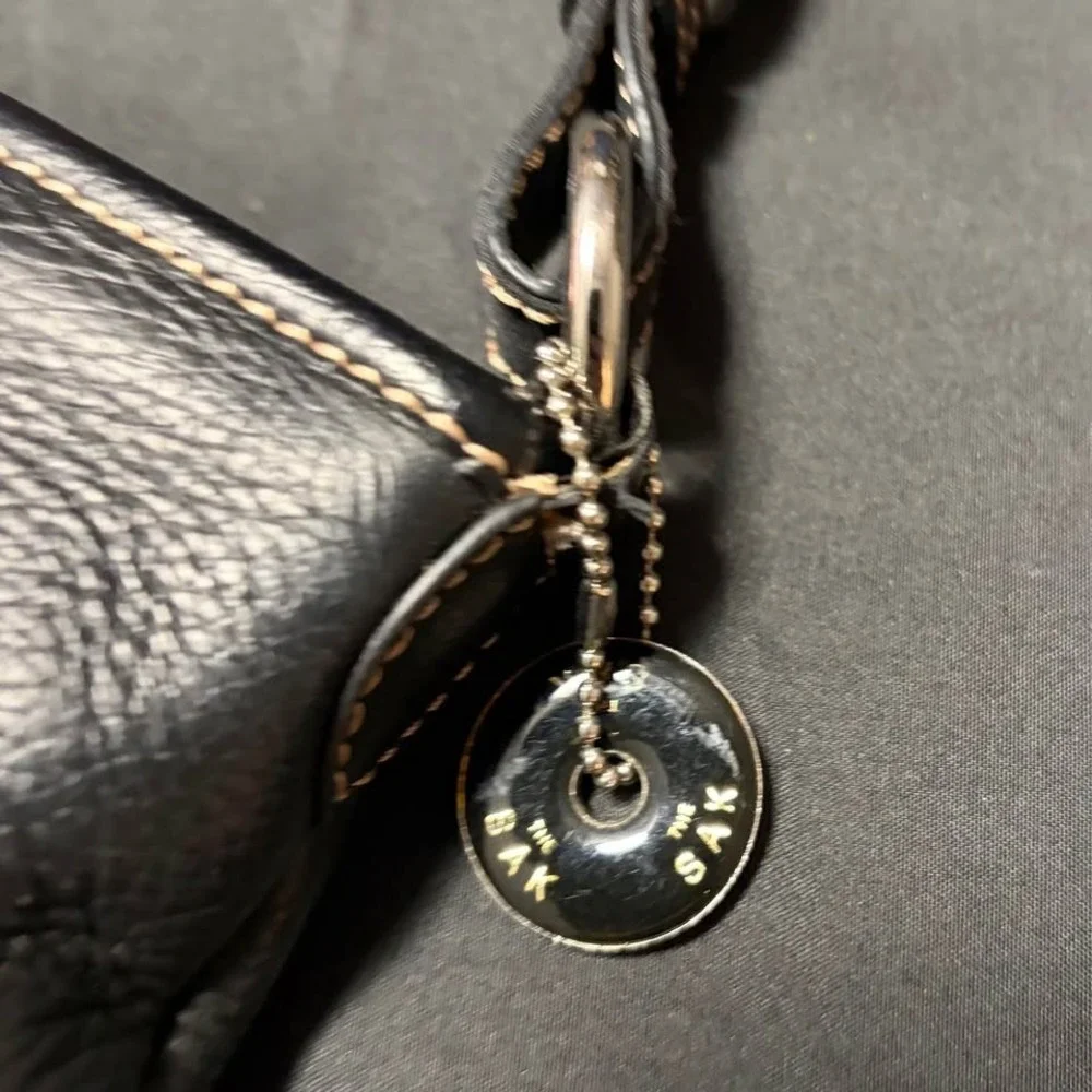 The Sak Iris Black Pebbled Genuine Leather Shoulder Bag Adjustable Strap